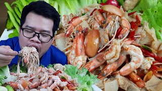 ตำสไบนางเห็ดเข็มกุ้งสะดุ้ง จัดมาเต็มถาดแซ่บนัวน้ำปลาร้าคัก