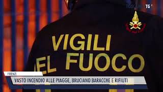 2024-01-05 FIRENZE - VASTO INCENDIO ALLE PIAGGE, BRUCIANO BARACCHE E RIFIUTI