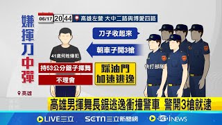 高雄男揮舞長鋸逃逸衝撞警車 警開3槍就逮 警方車內搜出毒品! 41歲嫌救醫無大礙遭送辦│記者 黃詩涵 黃啟超 │【新聞一把抓】20240618│三立新聞台