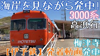 【伊予鉄】海岸を見ながら発車！3000系 高浜行 梅津寺発車