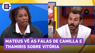 BBB 25: Mateus fica CHOCADO ao ver comentários de Camilla e Thamiris sobre Vitória! Veja a reação!