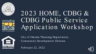 2023 HOME, CDBG & CDBG Public Service Application Workshop