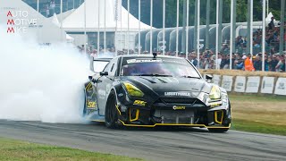 Liberty Walk R35 GT-R Turbo V8 LSX | Baggsy Drift SHOW at Goodwood FOS