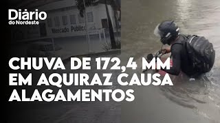 Forte chuva em Aquiraz causa alagamentos de ruas e água invade Rodoviária e Mercado Público