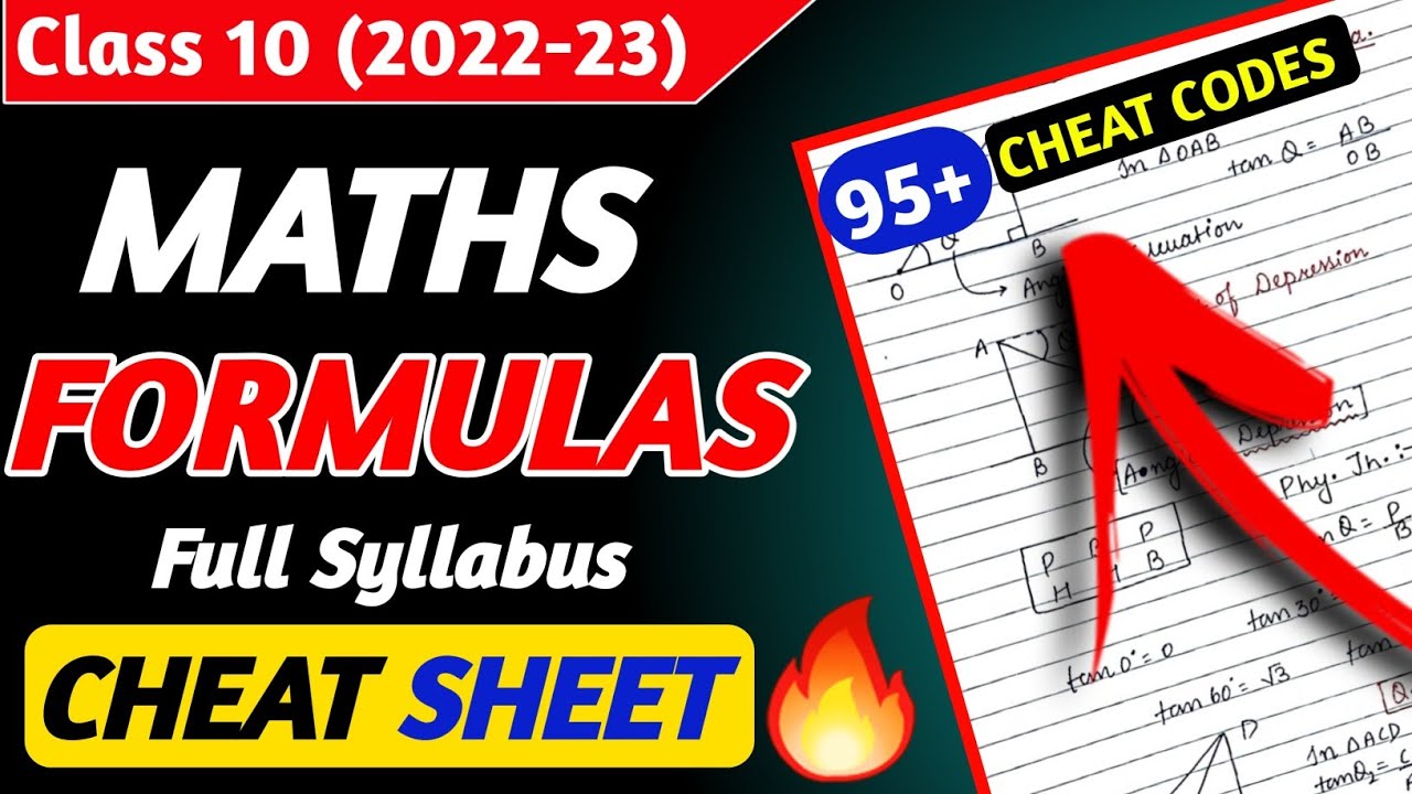 Maths Formula Sheet Class 10th