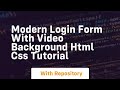 modern login form with video background html css tutorial
