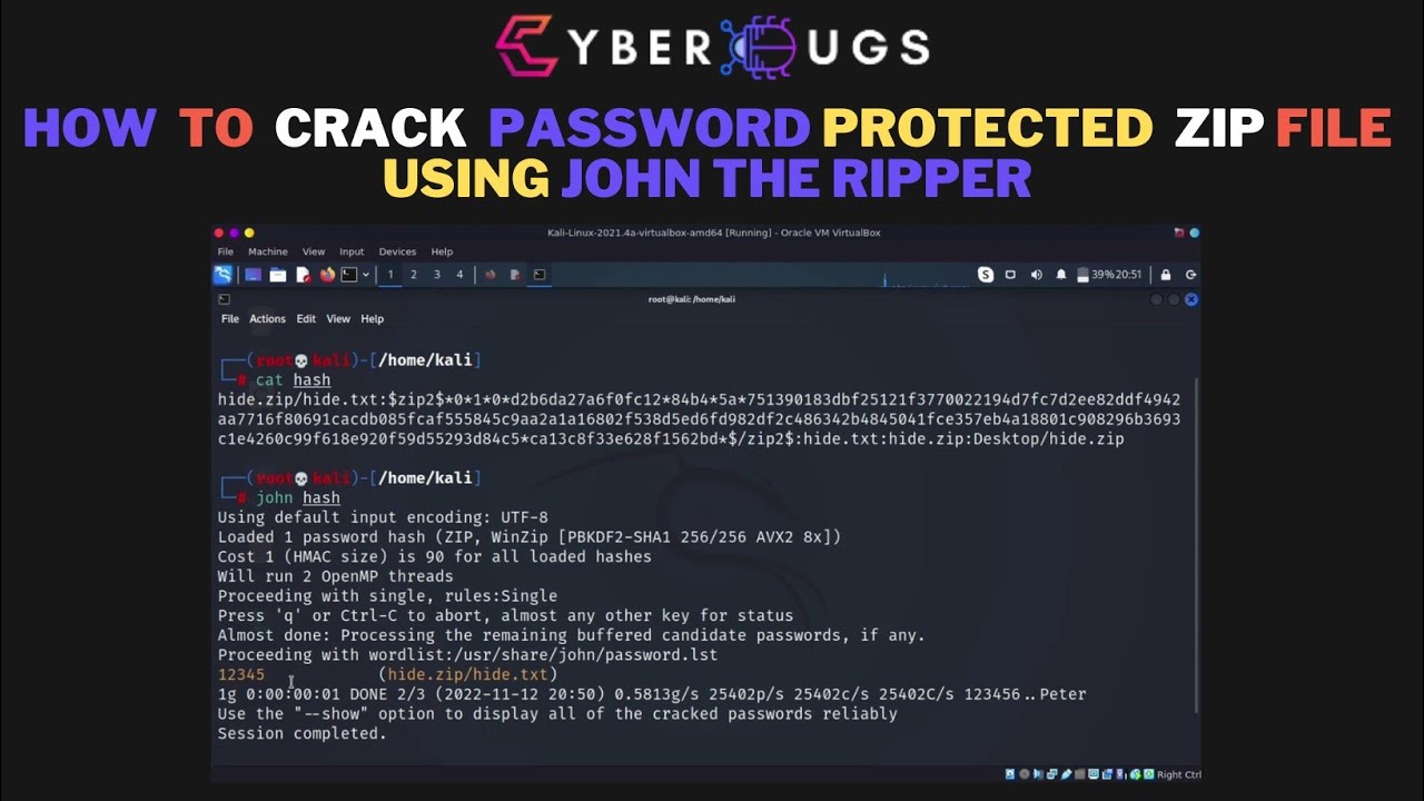How To Recover Zip File Passwords | With John The Ripper | Kali Linux ...