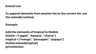 Python Lists || Append Items, Insert Items, Extend List and Add Any Iterable