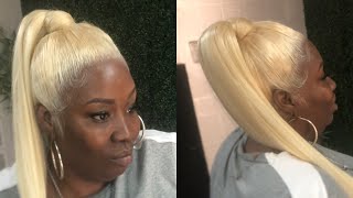 Dark Skin Girls Can’t Wear 613 Blonde? 🤔 Natural Soft Frontal Ponytail Using 2 Frontals