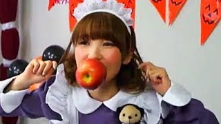 りんごを咥える内田彩さん