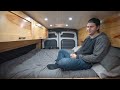 diy ford transit with light pine cabin vibes stealth van built for height