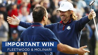 Fleetwood \u0026 Molinari Win Last Three Holes vs Woods \u0026 Reed | 2018 Ryder Cup