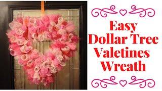 Dollar Tree Deco Mesh Valentine Wreath