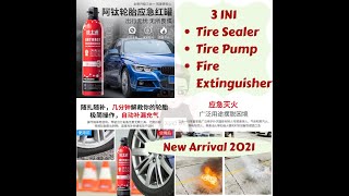 3IN1 Flatfix Emergency Tire Sealer Inflator Instantly Mini Fire Extinguisher  汽车摩托轮胎补胎液充气灭火器