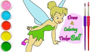 How To Draw and Coloring Tinkerbell Disney Fairies #Coloring Art - Kids Magic Finger