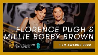Florence Pugh and Millie Bobby Brown announce winner for Supporting Actor | EE BAFTAs 2022