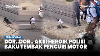 DOR..! Aksi Heroik Polisi di Bandar Lampung Baku Tembak dengan Pencuri Motor di Jalan Raya