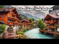 Interlaken, Switzerland , walking on rainy evening 4K - charming Swiss towns - Rain ambience