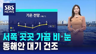 [날씨] 서쪽 곳곳 가끔 비·눈…동해안 대기 건조 / SBS