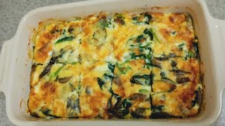 Spinach and Mushroom Frittata | 简单的菠菜和蘑菇肉馅煎蛋饼