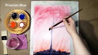 # 000 Blooming Tree. Wet-on-wet watercolor. Waldorf Art.