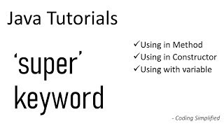Java Tutorials: Usage of 'super' keyword in Method | Constructor | Variable