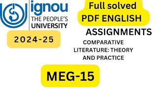 Meg 15 Solved Assignment 2024 25 Meg 15 Solved Assignment 2025 Meg15