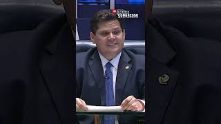 Davi Alcolumbre discursa após ser eleito presidente do Senado Federal e do Congresso Nacional