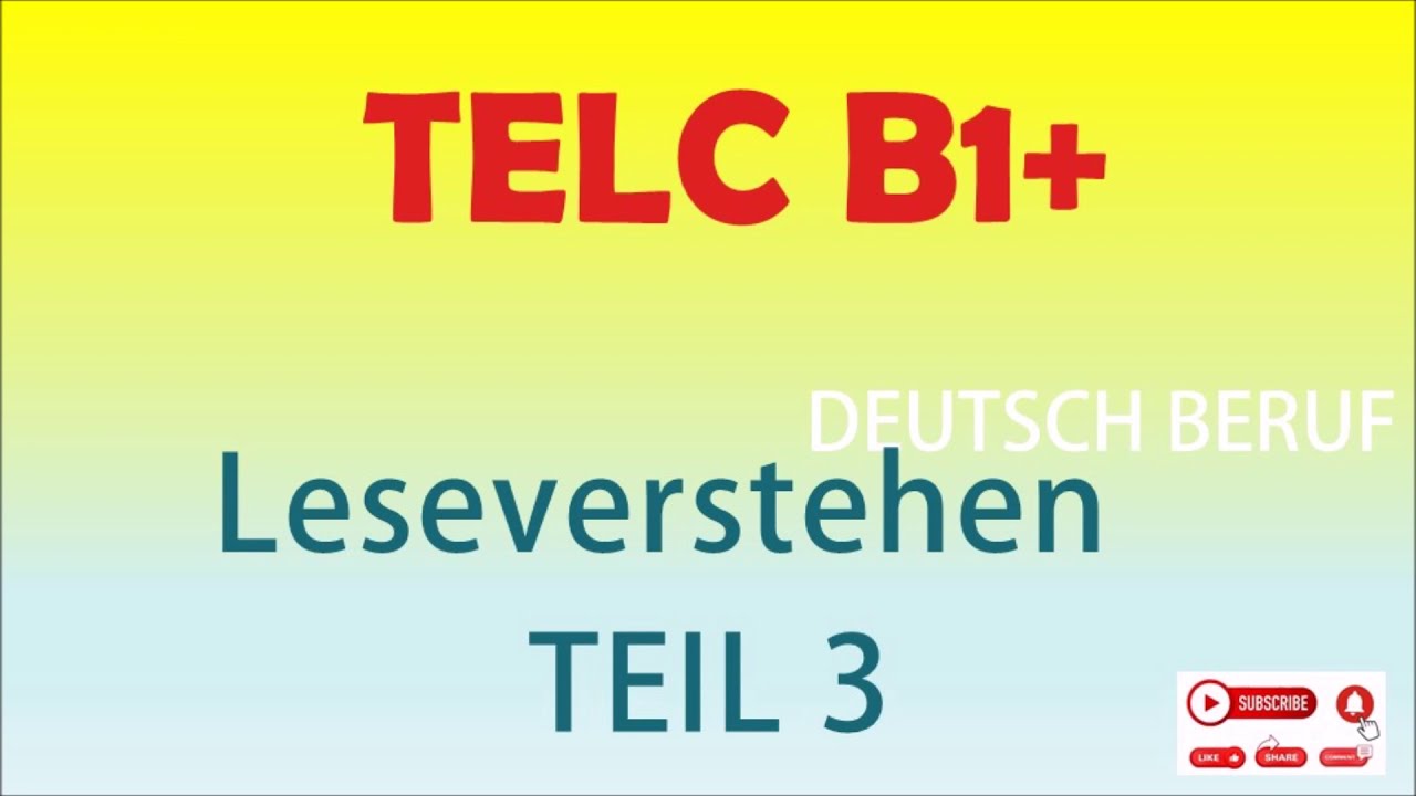 TELC B1 Prüfung - Deutsch Beruf- Leseverstehen- Modelltest Teil 3 Mit ...