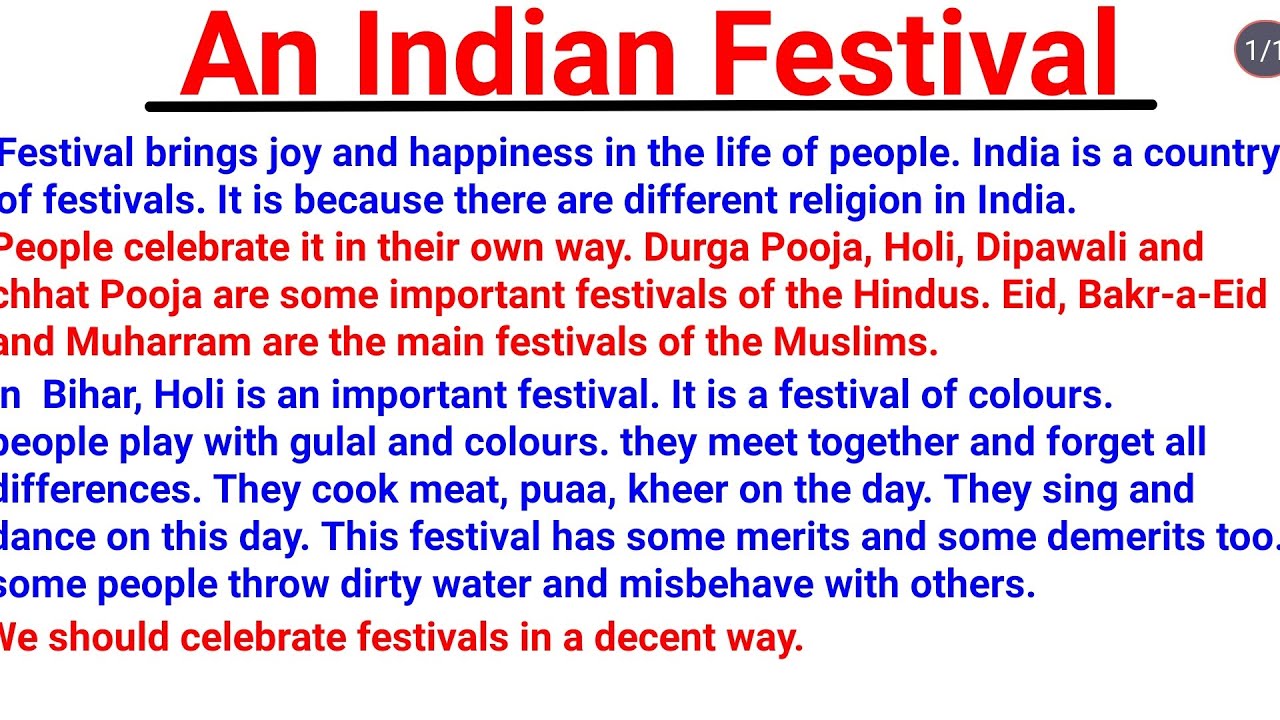 An Indian Festival. How To Write An Essay On Festivals In India. - YouTube