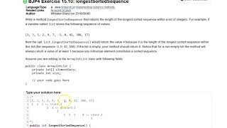 Building Java Programs Chapter 15.10 longestSortedSequence