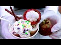 mangosteen ice cream rolls street food ايسكريم رول على الصاج فاكهة المانجوستين