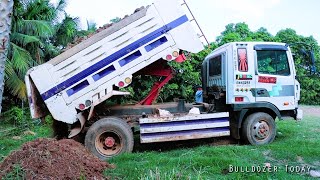 First Starting a New Project!! Landfill Back of the House  By KOMATSU D20P Bulldozer Pushing \u0026 5Ton