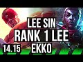 LEE SIN vs EKKO (JGL) | Rank 1 Lee, 9/1/6, Rank 10, Godlike | EUNE Challenger | 14.15