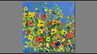 Acrylic Palette knife Painting Autumn Wildflowers