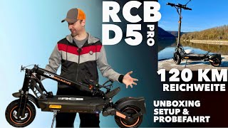 Extreme Reichweite - RCB D5 Pro vollgefederter E-Scooter - Unboxing, Setup \u0026 1. Testfahrt