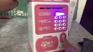 Atm saving box fingerprint piggy bank how to open