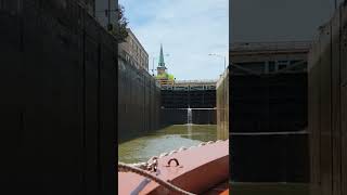 Riding through Locks 34 and 35 of the Erie Canal Lock System - Lockport NY