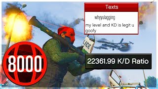 LEVEL 8000 GRIEFER WITH A 22,361 KD GETS HUMILIATED ON GTA 5 ONLINE (RAGEQUITS)