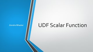 17. Scalar Function in SQL Server