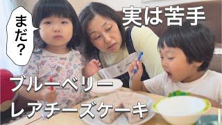 娘が苦手なブルーベリーを使ってレアチーズケーキを作った【I made a rare cheesecake with blueberries that my daughter doesn't like】