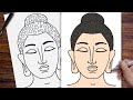 How to draw BUDHA easy step by step drawing tutorial