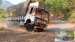 Heavy Loaded Truck First Gear Failure - Truck Turning Difficulties While Driving in Ghat Road