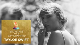 Taylor Swift Talks Backstage At The 63rd GRAMMY Awards