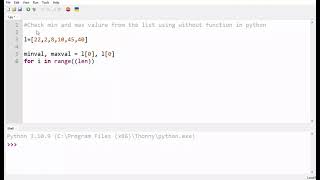 Find the min and max value from given list using python code