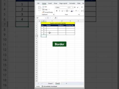 Apply automatic borders in excel l border process in excel #excelshorts #ytshorts #shorts #exceltips