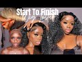 Start To Finish Bleaching, Plucking, & Install (Bald Cap Method) Curly Frontal Wig | Asteria Hair