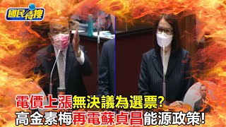 【國民特搜】電價上漲無決議為選票?高金素梅再電蘇貞昌能源政策!