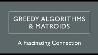 Matroids Introduction To Greedy Paradigm Mp3 Music & Mp4 video downloads
