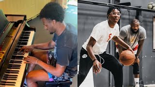 LeBron James gets workout in with Bryce & Bronny plays piano days after cardiac arrest